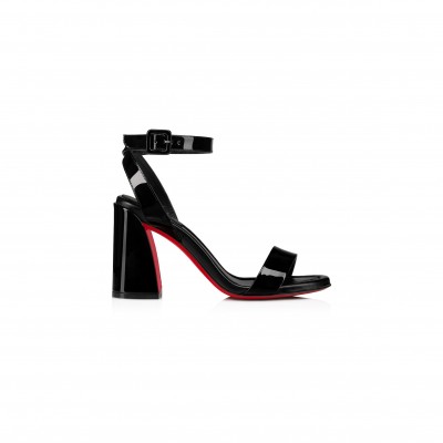 CHRISTIAN LOUBOUTIN MISS SABINA 85 MM STRAPPY SANDALS-PATENT CALF LEATHER-BLACK-WOMEN 3230530B439
